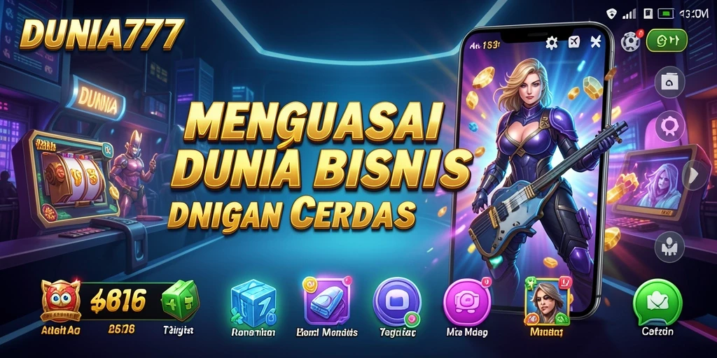 Tampilan gameplay DUNIA777 dengan elemen manajemen bisnis yang mendalam.