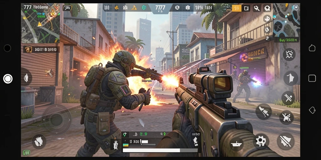 Screenshot gameplay L777 menampilkan aksi seru dalam pertempuran TPS.