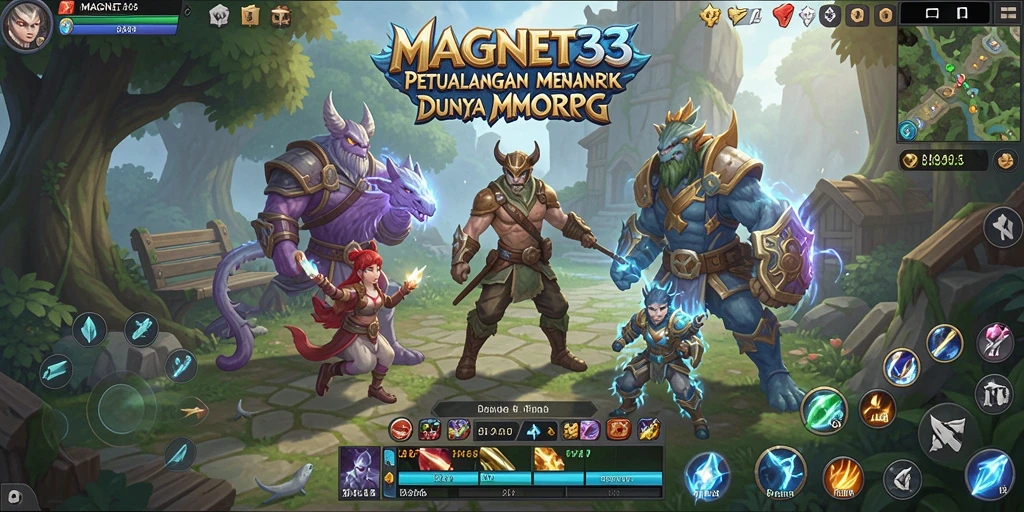 Screenshot MAGNET33 menampilkan karakter dan pertempuran seru dalam MMORPG.