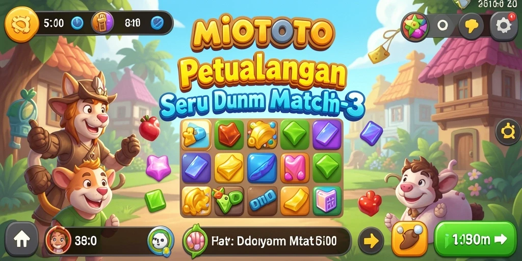 Tampilan gameplay seru dari MIOTOTO yang penuh warna dan menarik.