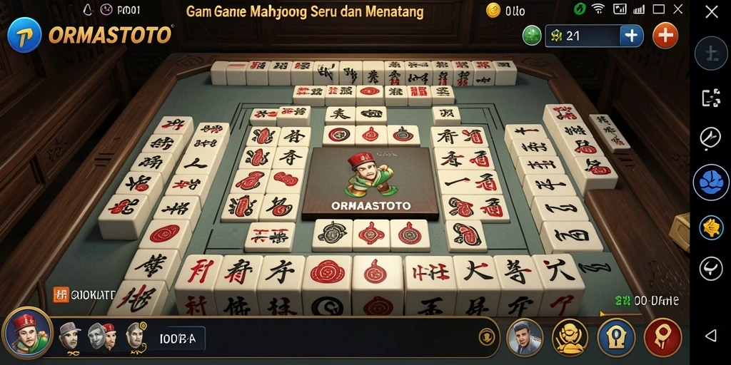 Tampilan gameplay menarik dari ORMASTOTO saat mencocokkan ubin Mahjong.